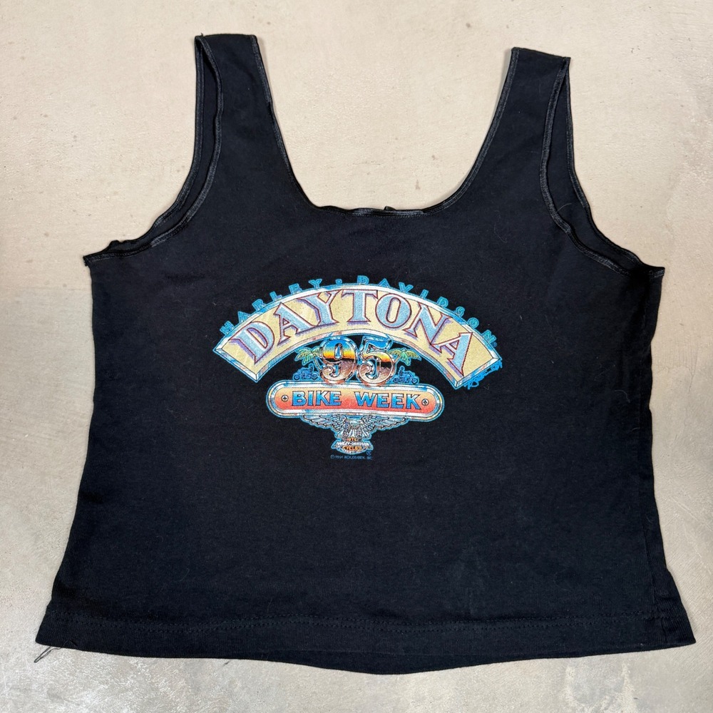 Vintage 1994 Harley Davidson Daytona 95 Bike Week Tank Top Black XL Holoubek USA